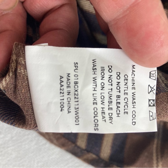 Bloomchic plaid blouse long sleeve brown Sz 30 Oversized - Picture 12 of 16